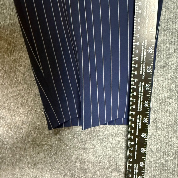 Chicos Pants Womens 3P 16P Petite Blue Pin Stripe High Rise Flat Stretch Career - Picture 9 of 15